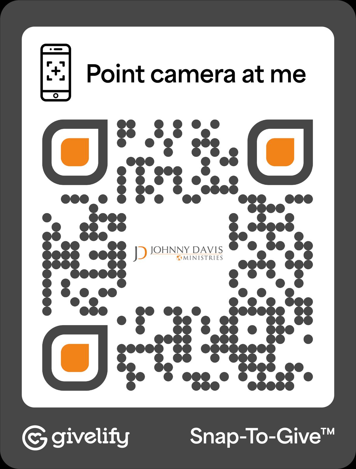 Givelify QR code to donate to Johnny Davis Ministries